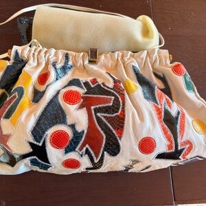RARE Vintage Varon Handbag multicolor snakeskin leather convertible bag